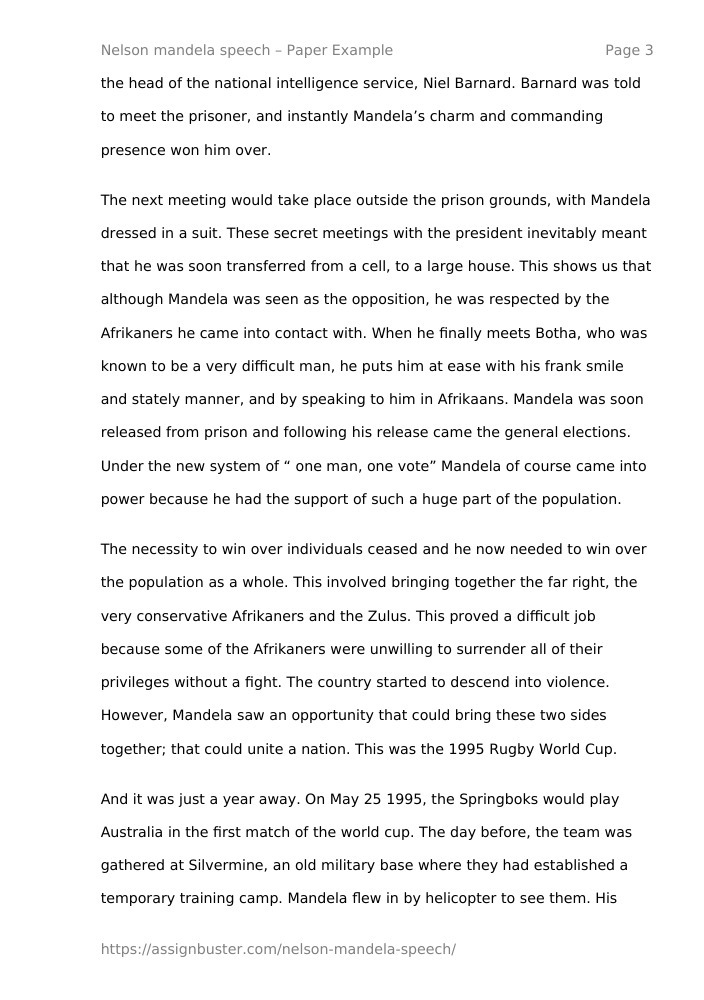 written speech by nelson mandela