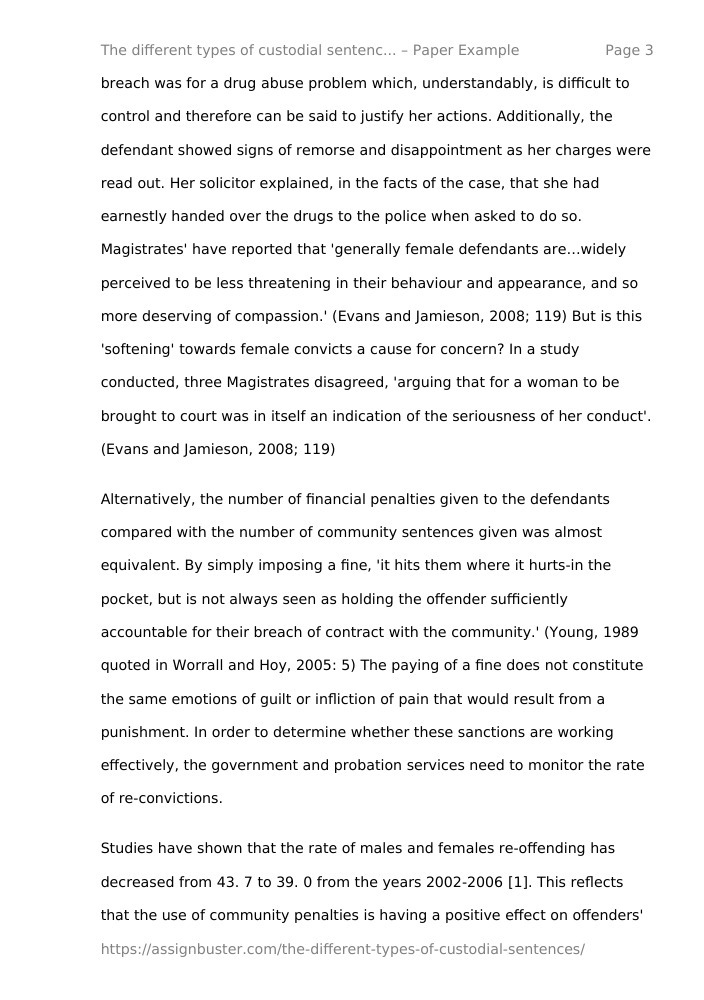 Types Of Custodial Sentences