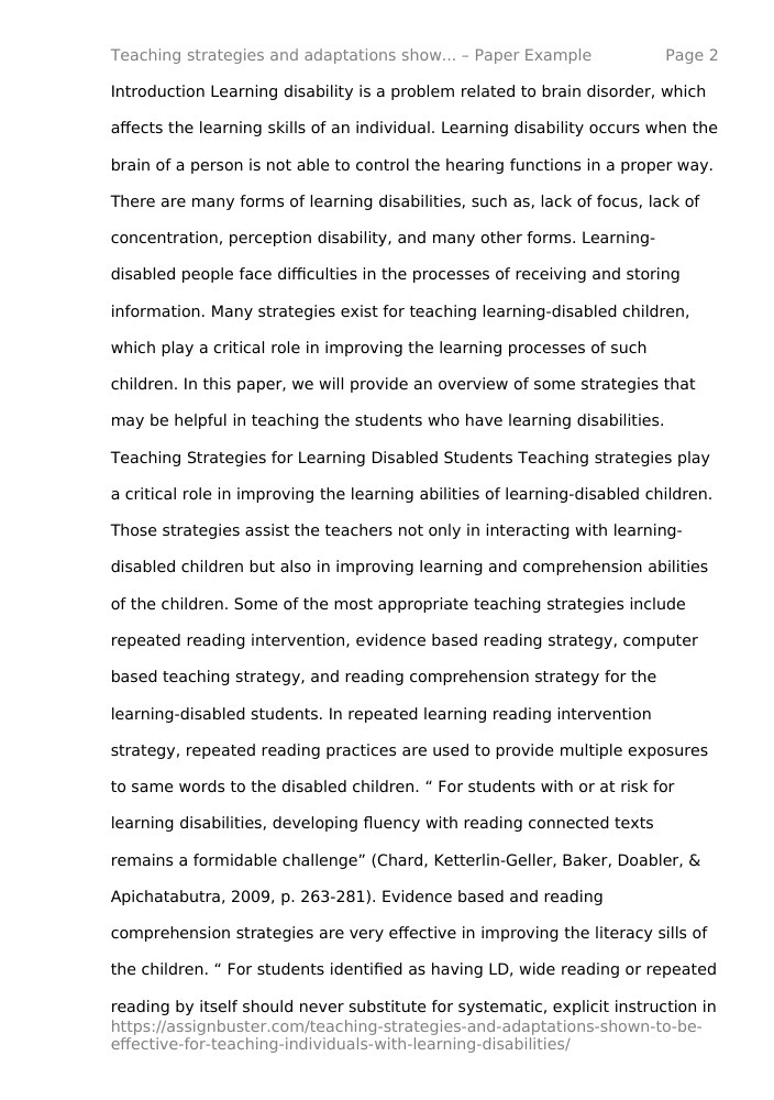 essay on teaching students with learning disabilities