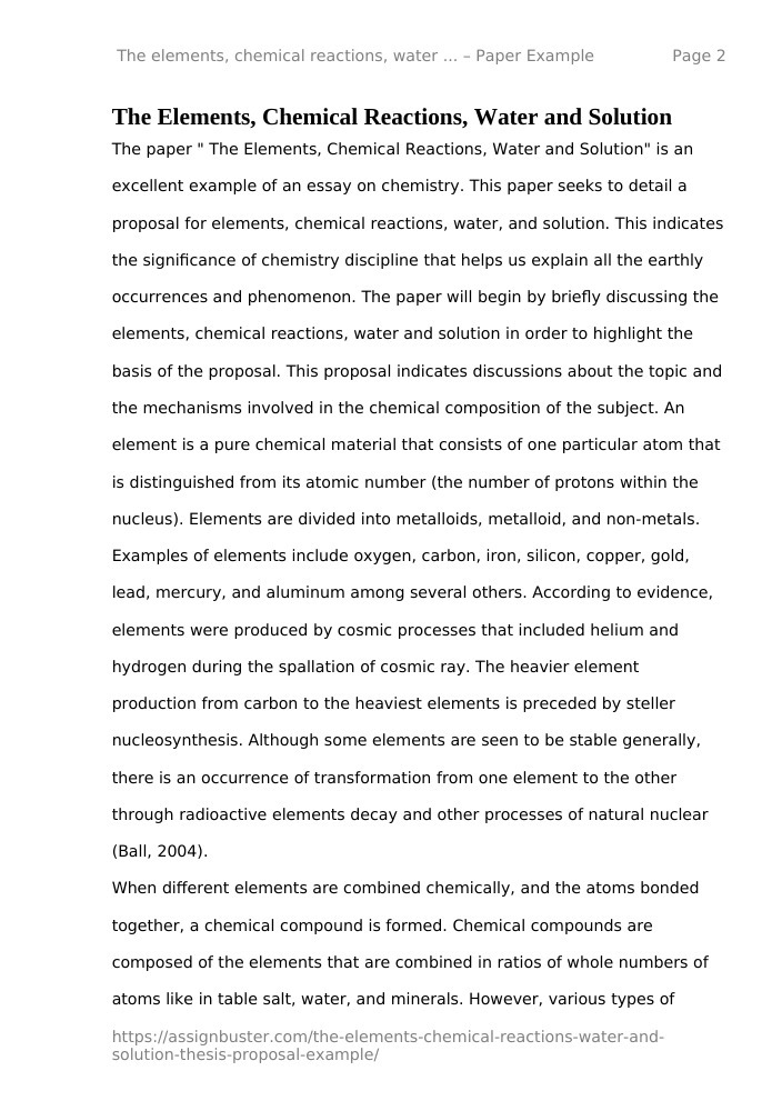 thesis on chemical reactions