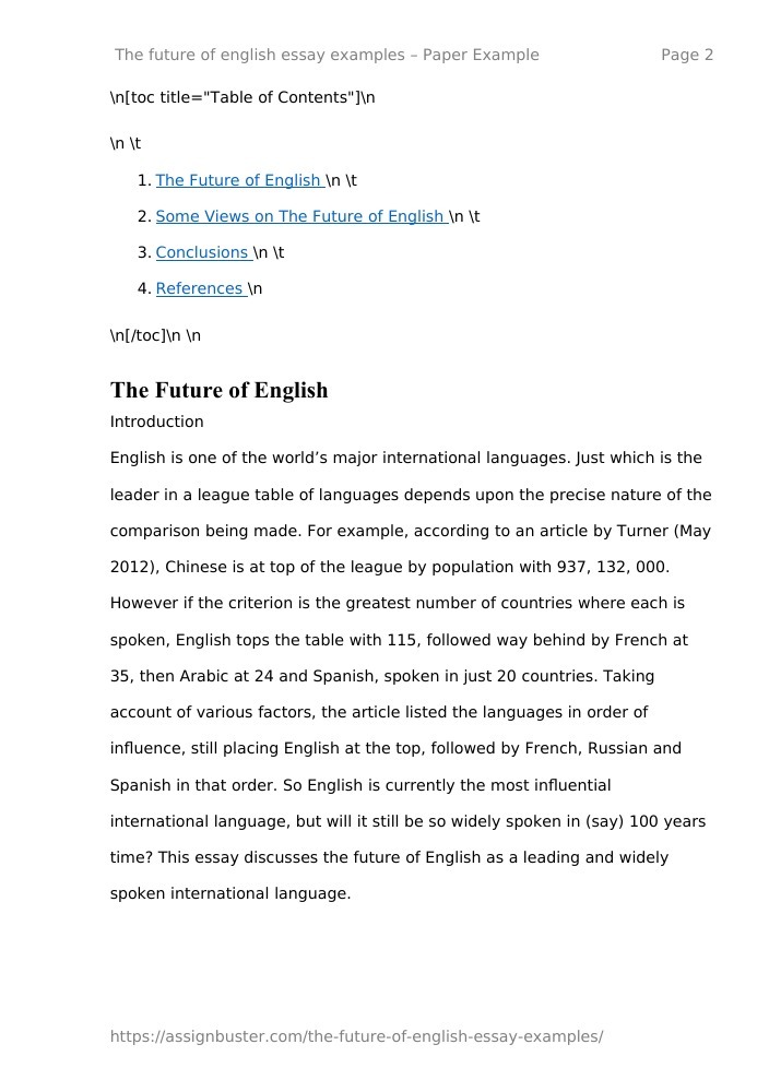 the future of english essay