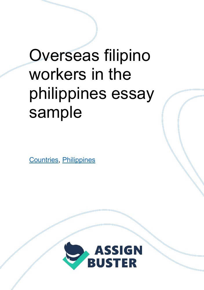 400 words essay about establishment of the department of overseas filipino workers