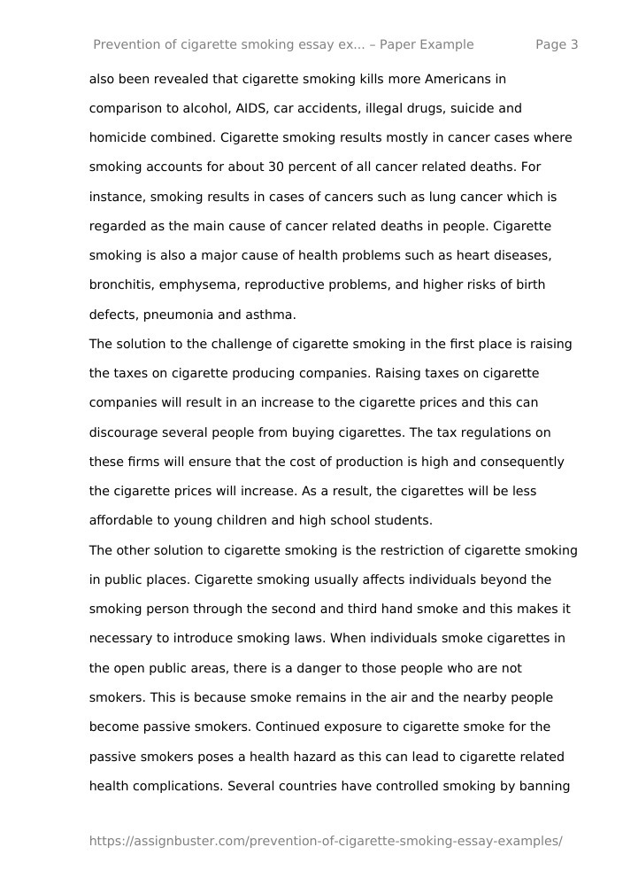example of cigarette smoking essay