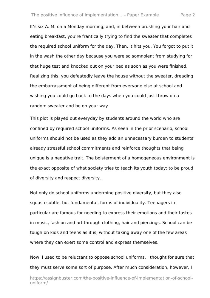 implementation of school uniform essay