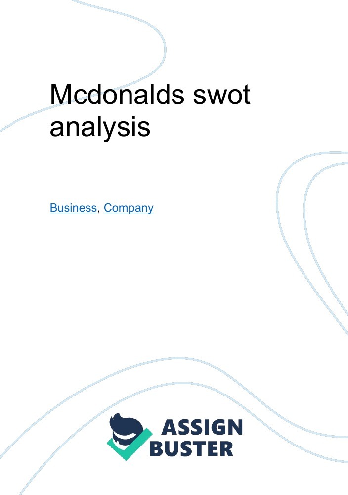 Mcdonalds swot analysis Essay Example for 344 Words