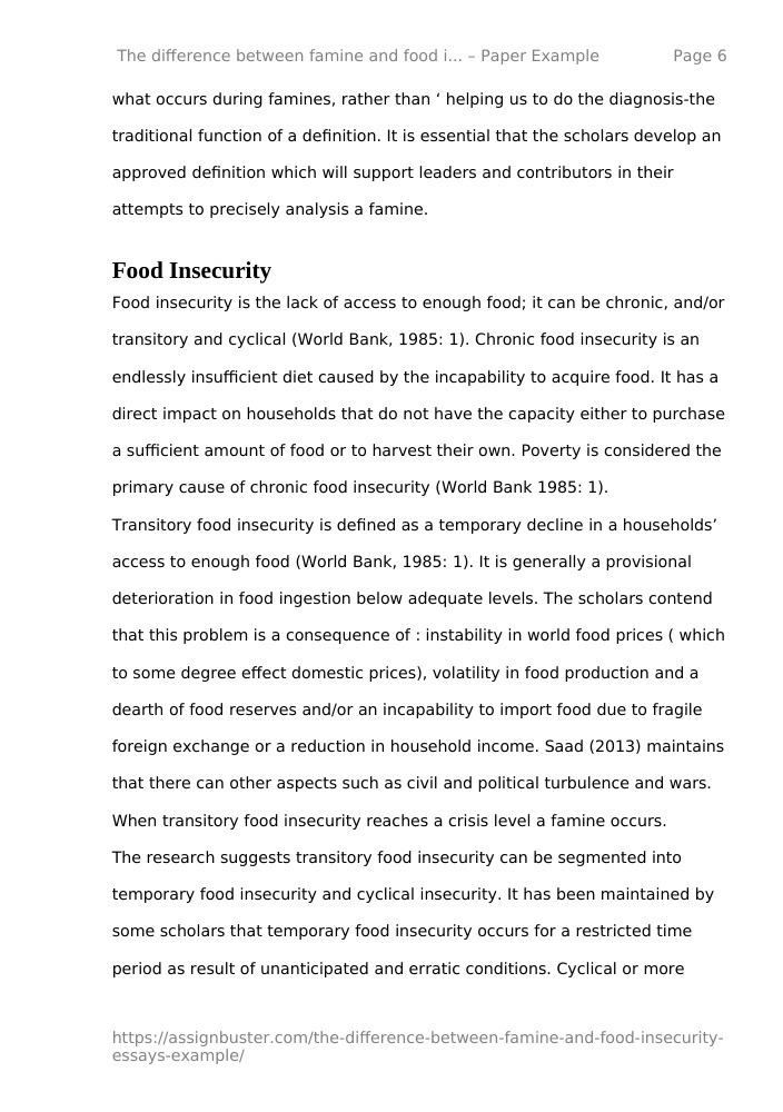 food insecurity essay introduction