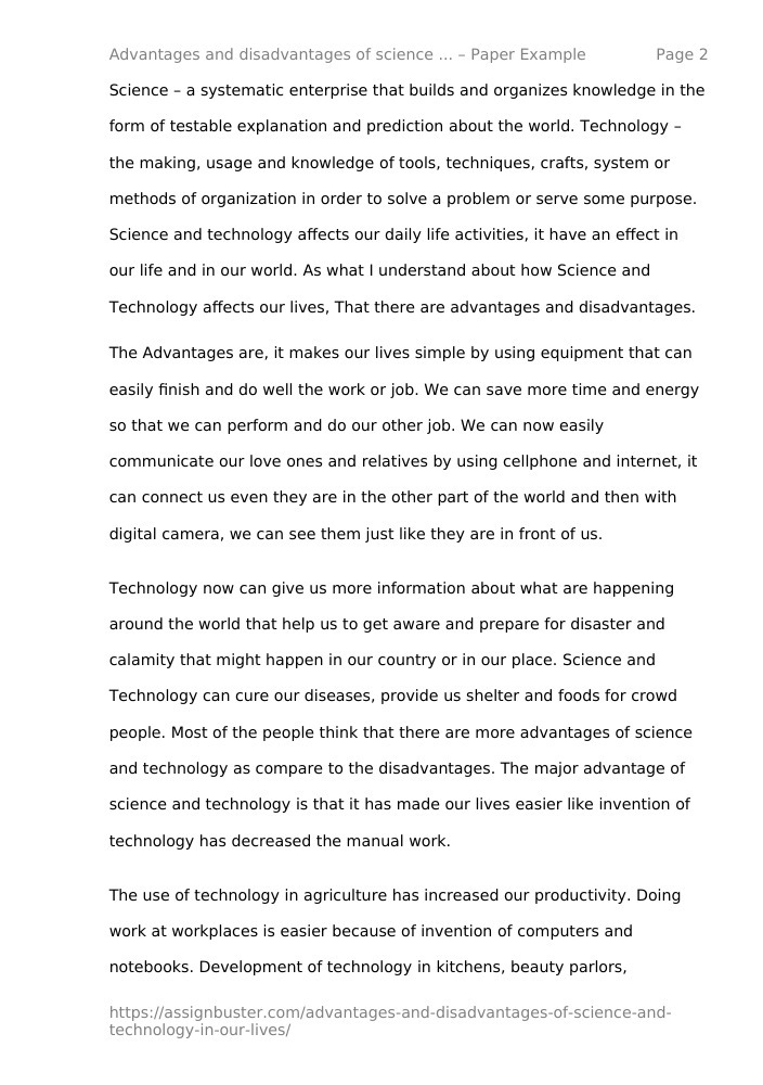 advantages and disadvantages of technology in our lives essay