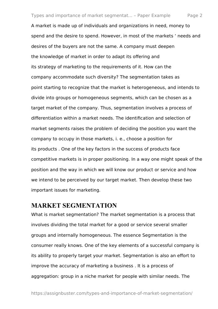 importance of market segmentation essay