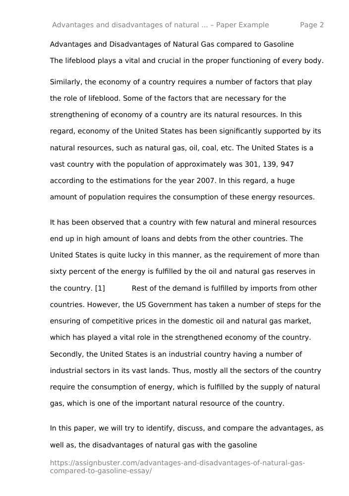 short essay about natural gas
