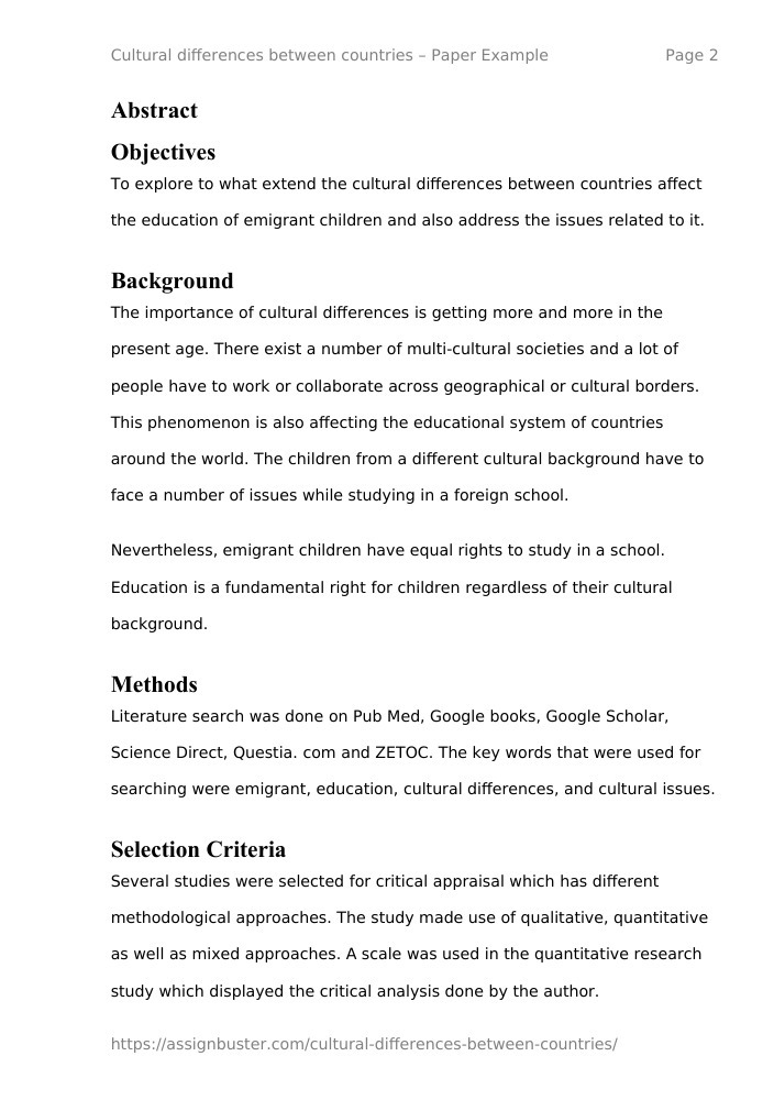 cultural differences between countries essay
