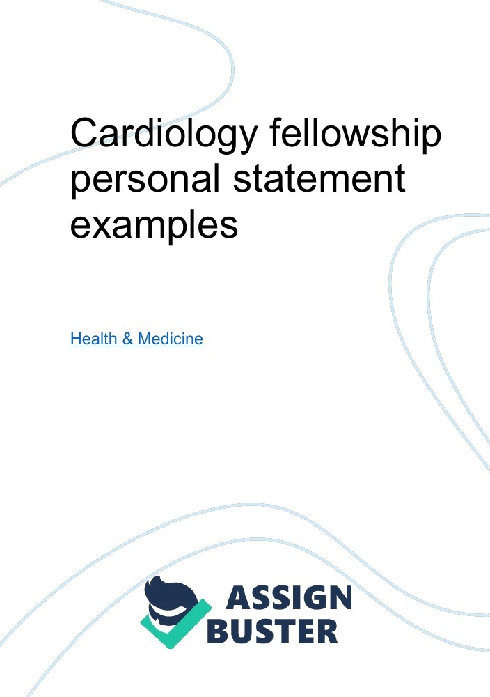 cardiology fellowship personal statement examples