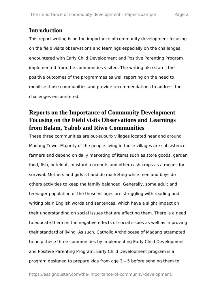 importance of community development essay