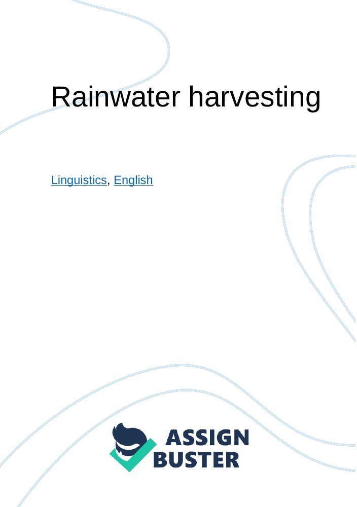 essay on rainwater harvesting with synopsis