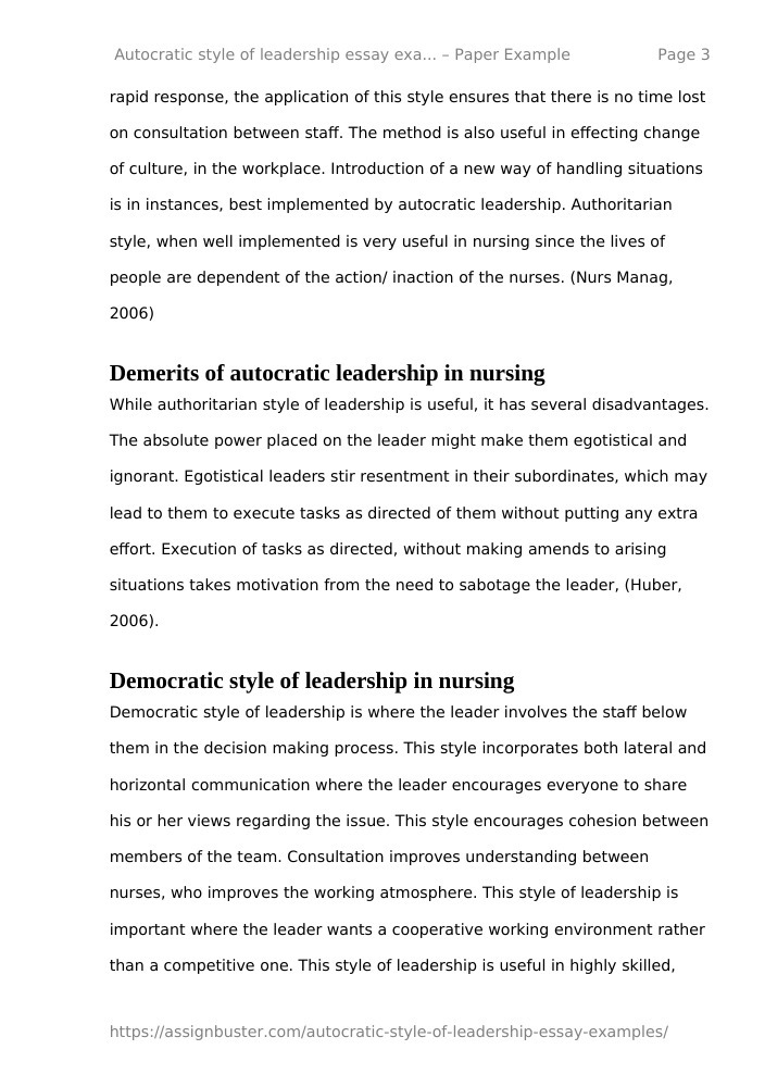 autocratic leadership research paper