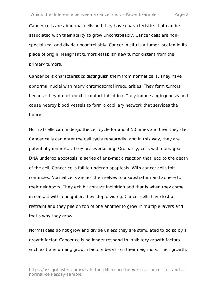 essay on cancer cells