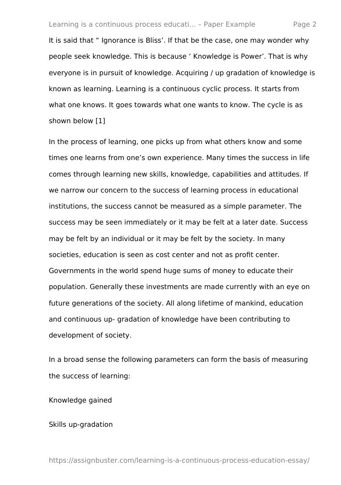 teaching is a continuous learning process essay