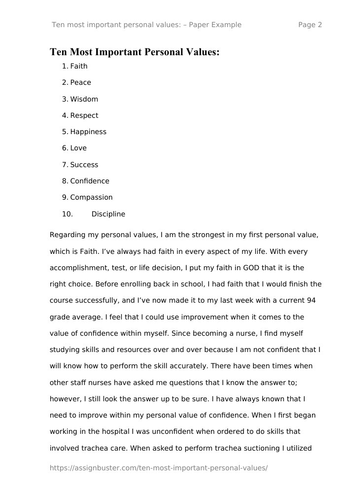 personal value essay