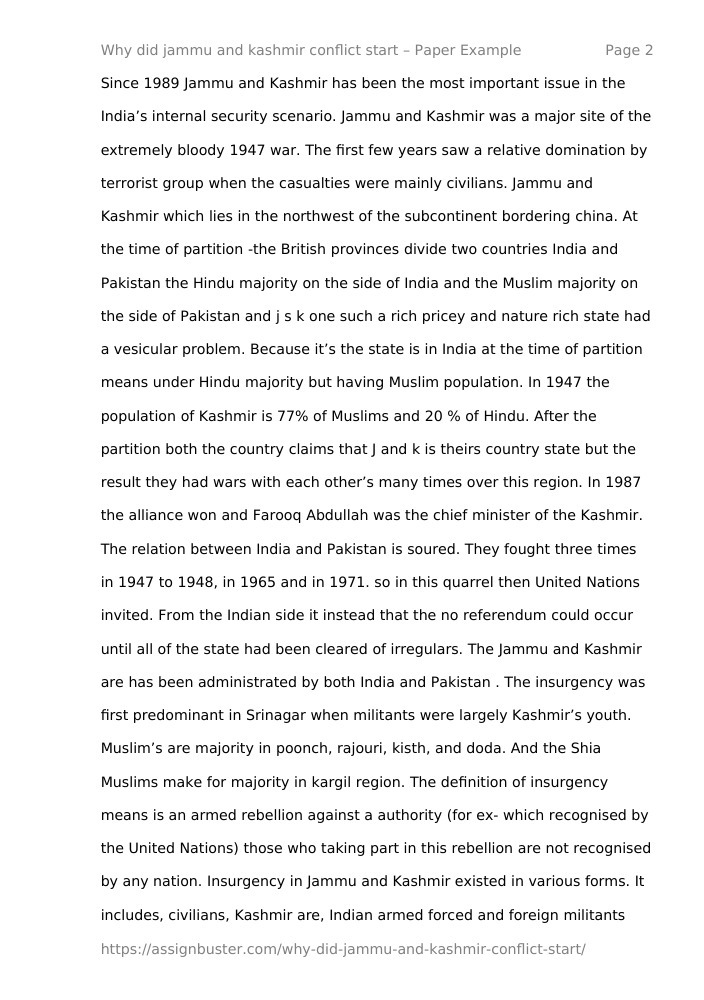 kashmir conflict essay pdf