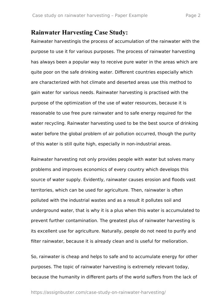 short case study on rainwater harvesting