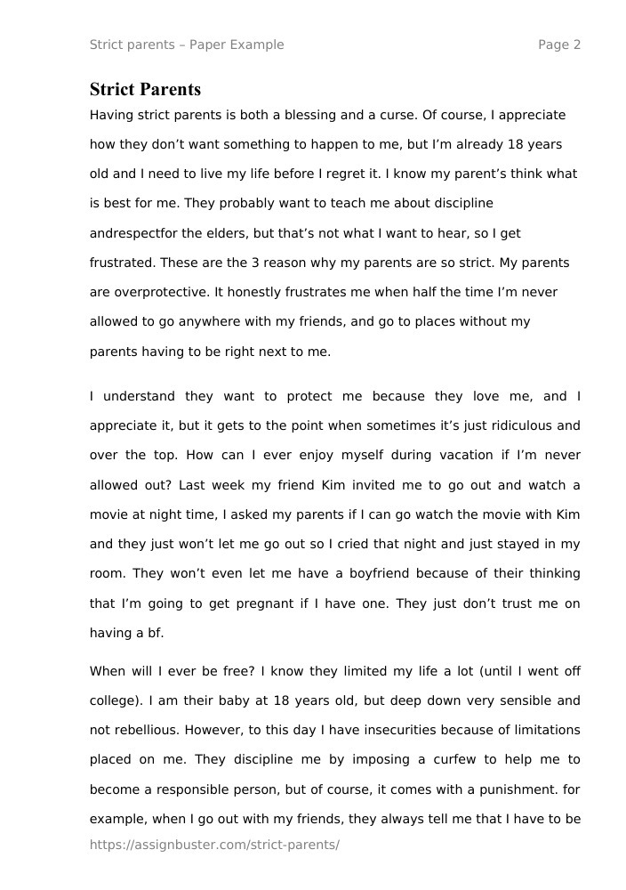 essay on why parents are strict